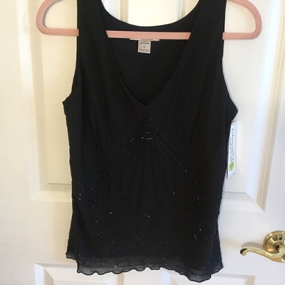 NWT Nygard Women’s Sz. 12P Sleeveless  Beaded Jersey Top